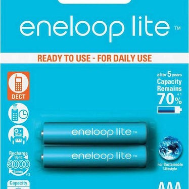 Panasonic Eneloop Lite Επαναφορτιζόμενες Μπαταρίες AAA Ni-MH 550mAh 1.2V 2τμχ