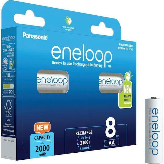 Panasonic Eneloop Επαναφορτιζόμενες Μπαταρίες AA Ni-MH 2000mAh 8τμχ