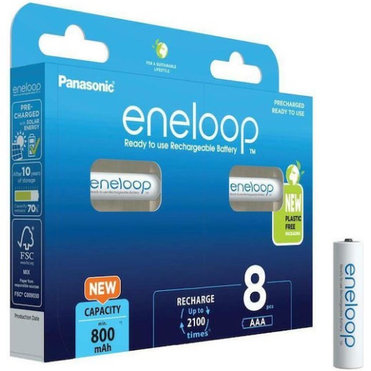 Panasonic Eneloop Επαναφορτιζόμενες Μπαταρίες AAA Ni-MH 800mAh 8τμχ