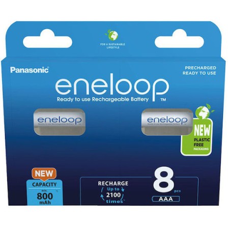Panasonic Eneloop Επαναφορτιζόμενες Μπαταρίες AAA Ni-MH 800mAh 8τμχ