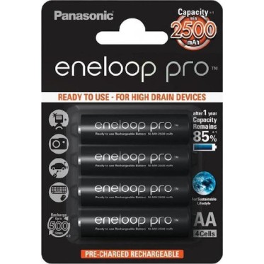 Panasonic Eneloop Pro Επαναφορτιζόμενες Μπαταρίες AA Ni-MH 2500mAh 1.2V 4τμχ