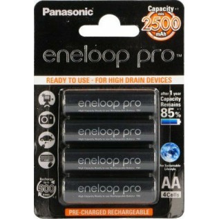 Panasonic Eneloop Pro Επαναφορτιζόμενες Μπαταρίες AA Ni-MH 2500mAh 1.2V 4τμχ