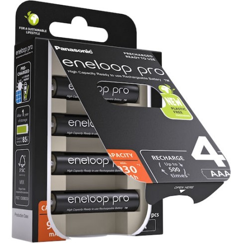 Panasonic Eneloop Pro Επαναφορτιζόμενες Μπαταρίες AAA Ni-MH 930mAh 1.2V 4τμχ