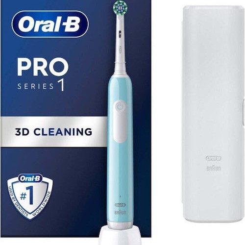 Oral-B Pro Series 1 Ηλεκτρική Οδοντόβουρτσα με Αισθητήρα Πίεσης και Θήκη Ταξιδίου Μπλε