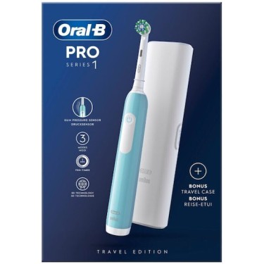 Oral-B Pro Series 1 Ηλεκτρική Οδοντόβουρτσα με Αισθητήρα Πίεσης και Θήκη Ταξιδίου Μπλε