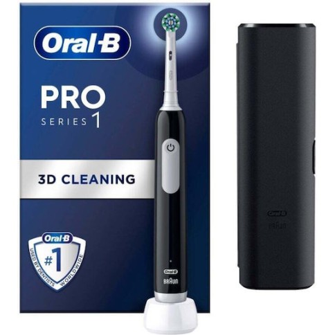 Oral-B Pro1 Ηλεκτρική Οδοντόβουρτσα με Αισθητήρα Πίεσης και Θήκη Ταξιδίου Μαύρη
