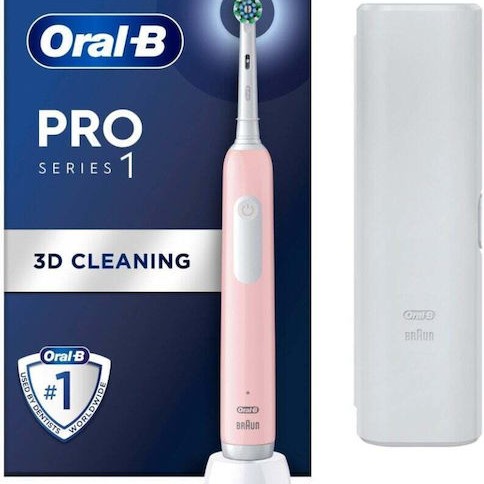 Oral-B Pro1 Ηλεκτρική Οδοντόβουρτσα με Αισθητήρα Πίεσης και Θήκη Ταξιδίου Ροζ