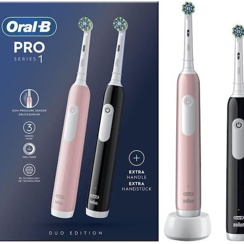 Oral-B Pro 1 Series Ηλεκτρική Οδοντόβουρτσα με Αισθητήρα Πίεσης Μαύρη