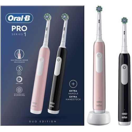 Oral-B Pro 1 Series Ηλεκτρική Οδοντόβουρτσα με Αισθητήρα Πίεσης Μαύρη