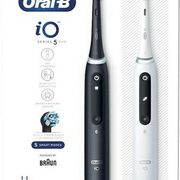 Oral-B IO Series 5 Ηλεκτρική Οδοντόβουρτσα με Αισθητήρα Πίεσης και Θήκη Ταξιδίου Black & White