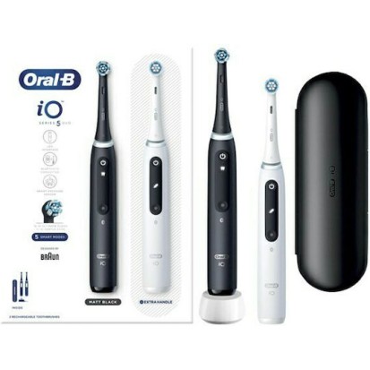 Oral-B IO Series 5 Ηλεκτρική Οδοντόβουρτσα με Αισθητήρα Πίεσης και Θήκη Ταξιδίου Black & White