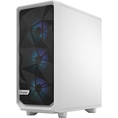 Fractal Design Meshify 2 Compact RGB Gaming Midi Tower Κουτί Υπολογιστή με Πλαϊνό Παράθυρο White TG Clear tint