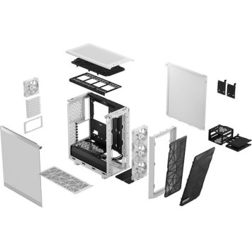 Fractal Design Meshify 2 Compact RGB Gaming Midi Tower Κουτί Υπολογιστή με Πλαϊνό Παράθυρο White TG Clear tint