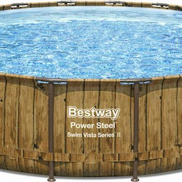 Bestway Στρογγυλή Πισίνα με Μεταλλικό Σκελετό 549x122εκ. Καφέ