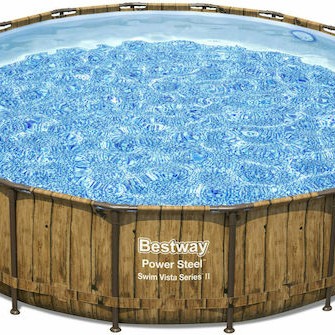 Bestway Στρογγυλή Πισίνα με Μεταλλικό Σκελετό 549x122εκ. Καφέ