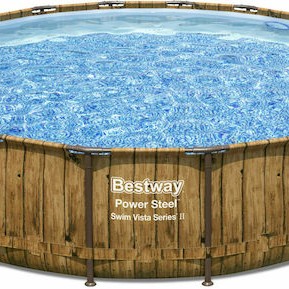 Bestway Στρογγυλή Πισίνα με Μεταλλικό Σκελετό 549x122εκ. Καφέ
