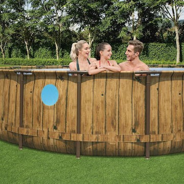 Bestway Στρογγυλή Πισίνα με Μεταλλικό Σκελετό 549x122εκ. Καφέ