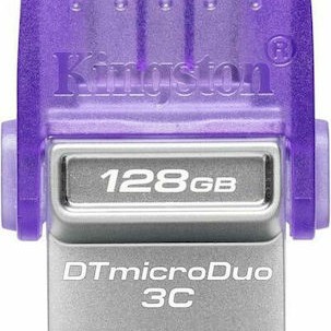 Kingston DataTraveler MicroDuo 3C 128GB USB 3.1 Stick με σύνδεση USB-A & USB-C Μωβ