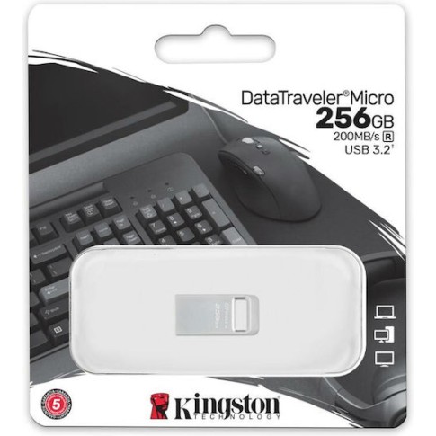 Kingston DataTraveler Micro Gen2 256GB USB 3.2 Stick Ασημί
