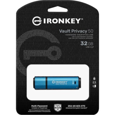 Kingston IronKey Vault Privacy 50 32GB USB 3.2 Stick Μπλε