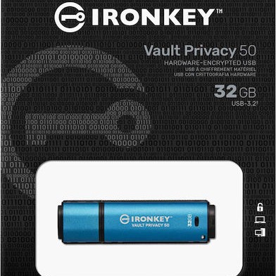 Kingston IronKey Vault Privacy 50 32GB USB 3.2 Stick Μπλε