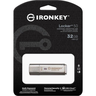 Kingston IronKey Locker+ 50 32GB USB 3.2 Stick Ασημί