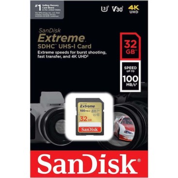 Sandisk Extreme SDHC 32GB Class 10 U3 V30 UHS-I 100MB/s