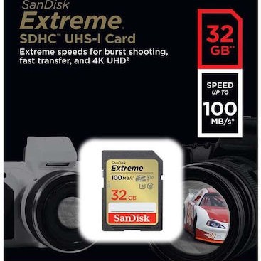 Sandisk Extreme SDHC 32GB Class 10 U3 V30 UHS-I 100MB/s