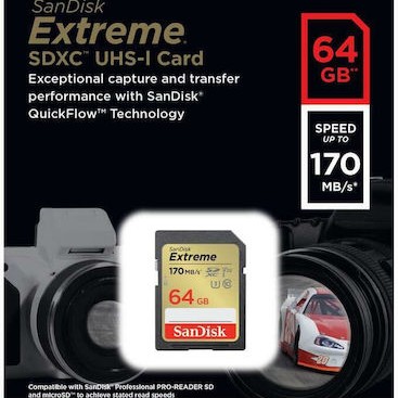 Sandisk Extreme SDXC 64GB Class 10 U3 V30 UHS-I 170MB/s