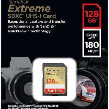 Sandisk Extreme SDXC 128GB Class 10 U3 V30 UHS-I με αντάπτορα