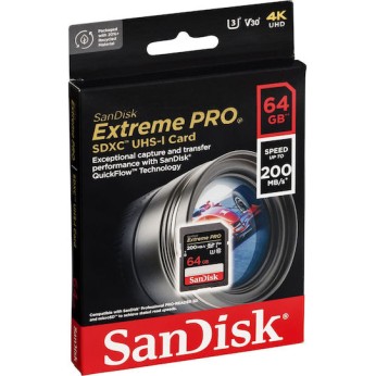 Sandisk Extreme Pro SecureDigital SDXC 64GB Class 10 U3 V30 UHS-I