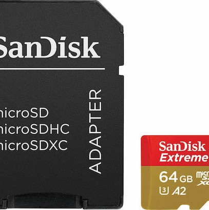Sandisk Extreme microSDXC 64GB Class 10 U3 V30 A2 UHS-I με αντάπτορα SDSQXAH-064G-GN6MA