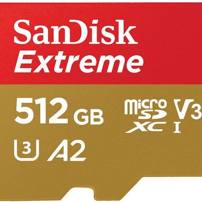Sandisk Extreme microSDXC 512GB U3 V30 A2 UHS-I με αντάπτορα 190MB/s