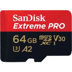 Sandisk Extreme Pro microSDXC 64GB U3 V30 A2 UHS-I με αντάπτορα 200MB/s