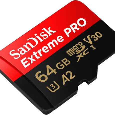 Sandisk Extreme Pro microSDXC 64GB U3 V30 A2 UHS-I με αντάπτορα 200MB/s