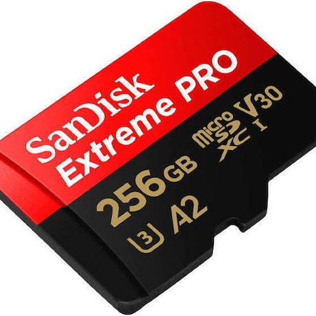 Sandisk Extreme PRO microSDXC 256GB U3 V30 A2 UHS-I με αντάπτορα