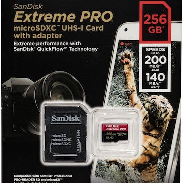 Sandisk Extreme PRO microSDXC 256GB U3 V30 A2 UHS-I με αντάπτορα