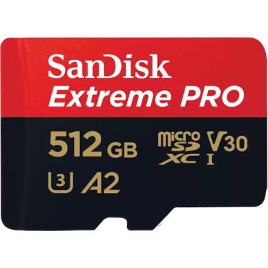 Sandisk Extreme Pro microSDXC 512GB U3 V30 A2 UHS-I με αντάπτορα 200MB/s