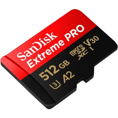Sandisk Extreme Pro microSDXC 512GB U3 V30 A2 UHS-I με αντάπτορα 200MB/s