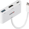 Lindy Μετατροπέας USB-C male σε HDMI / USB-A / USB-C female Λευκό (43340)