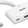Lindy Μετατροπέας USB-C male σε HDMI / USB-A / USB-C female Λευκό (43340)