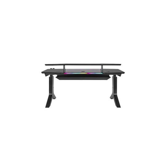 Ηλεκτρικό Γραφείο Gaming Argent P900 Ξύλινο Μαύρο με Μεταλλικά Πόδια, Ρυθμιζόμενο Ύψος & LED 165x85x70εκ.