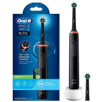 Oral-B Pro 3 3000 Ηλεκτρική Οδοντόβουρτσα με Χρονομετρητή και Αισθητήρα Πίεσης Black Edition