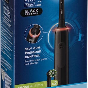 Oral-B Pro 3 3000 Ηλεκτρική Οδοντόβουρτσα με Χρονομετρητή και Αισθητήρα Πίεσης Black Edition