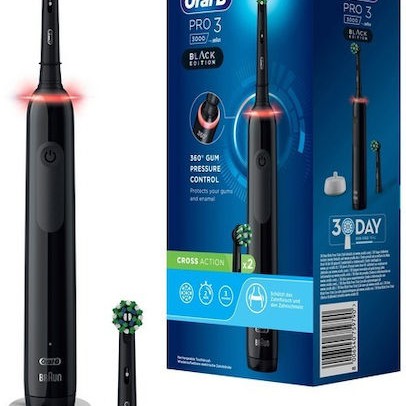 Oral-B Pro 3 3000 Ηλεκτρική Οδοντόβουρτσα με Χρονομετρητή και Αισθητήρα Πίεσης Black Edition