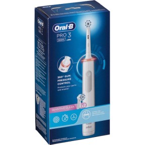 Oral-B Pro 3 3000 Ηλεκτρική Οδοντόβουρτσα με Χρονομετρητή και Αισθητήρα Πίεσης Λευκή