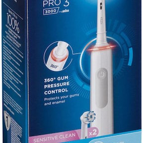 Oral-B Pro 3 3000 Ηλεκτρική Οδοντόβουρτσα με Χρονομετρητή και Αισθητήρα Πίεσης Λευκή