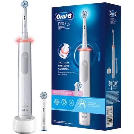 Oral-B Pro 3 3000 Ηλεκτρική Οδοντόβουρτσα με Χρονομετρητή και Αισθητήρα Πίεσης Λευκή