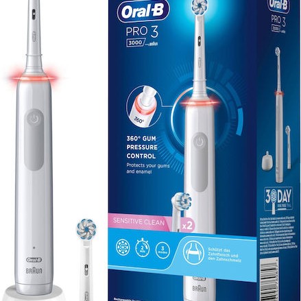 Oral-B Pro 3 3000 Ηλεκτρική Οδοντόβουρτσα με Χρονομετρητή και Αισθητήρα Πίεσης Λευκή