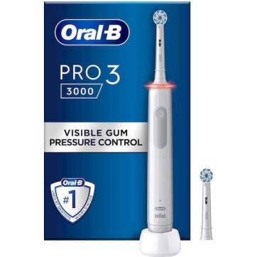 Oral-B Pro 3 3000 Ηλεκτρική Οδοντόβουρτσα με Χρονομετρητή και Αισθητήρα Πίεσης Λευκή
